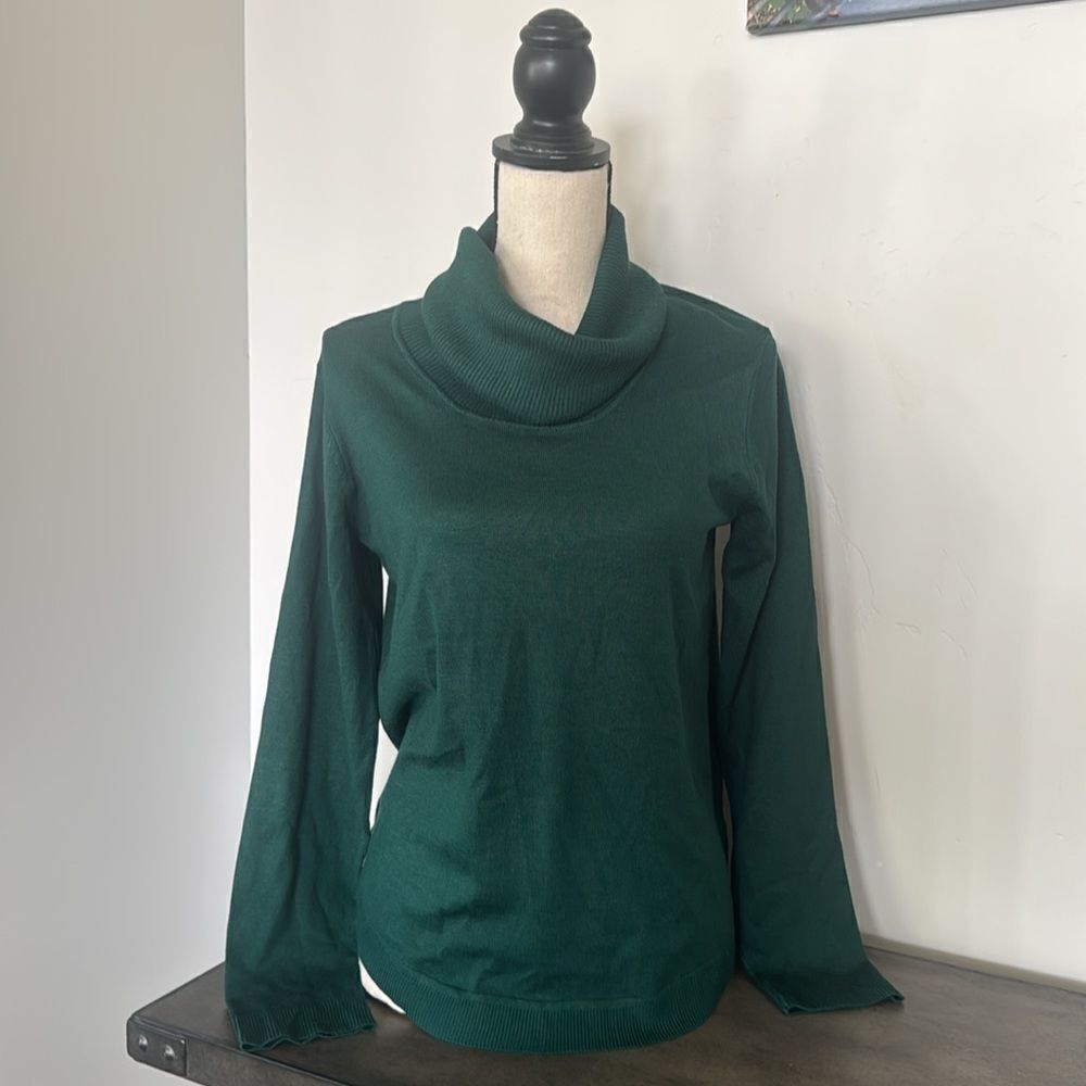 Cable & Gauge Women’s Size M Green Lightweight Turtleneck Sweater Top EUC